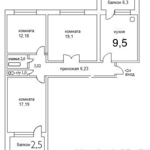 продается квартира 3-х комнатная Гомель,  Свиридова,  9