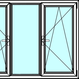 Трехстворчатые алюминиевые окна из профиля Алютех серии ALT W72