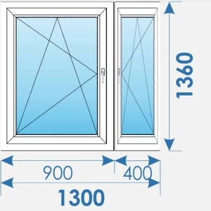 Окно Пвх 1300х1360 дешево профиль Bruegmann-13