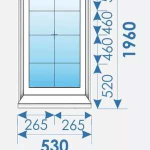 Окна Пвх 530х1960 распродажа дешево профиль Kbe 70